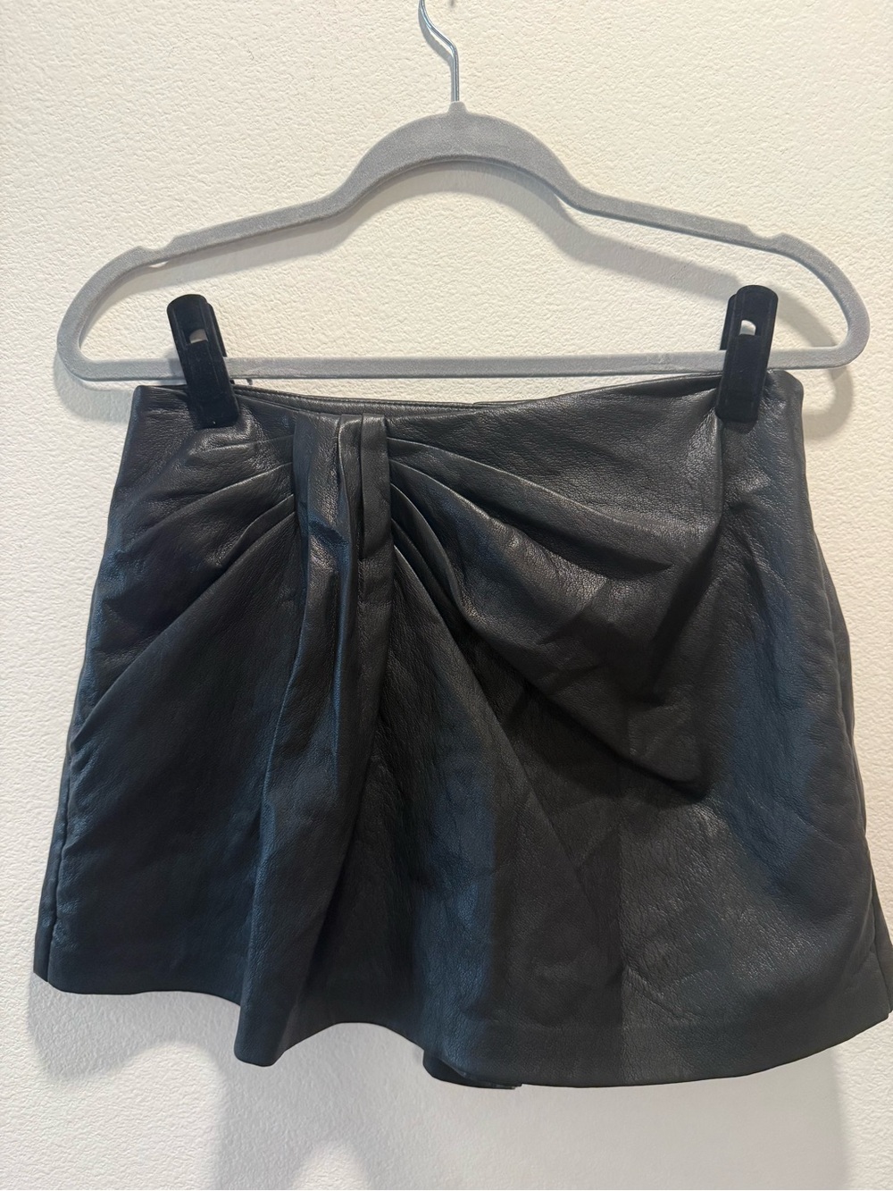 Zara Soft Faux Leather Draped Skort XS